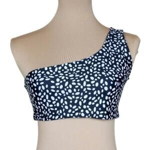 Black & White One Shoulder Swim Top